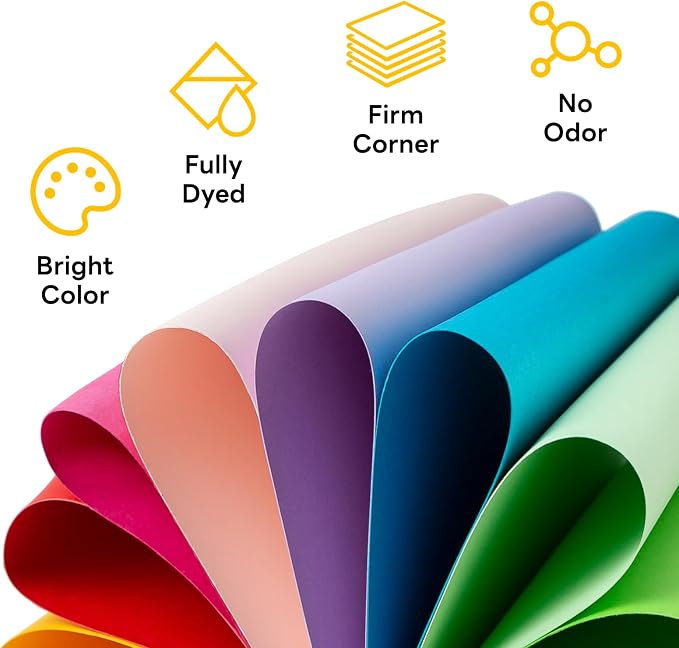 100 Sheets Colored Construction Paper 8.5 x 11 Colored paper | Goefun 25 Colors Variety Multicolored Cardstock, 65lb Colored Cardstock 8.5x11 for Crafts & Printing