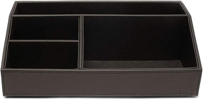 Castle Armory Leatherette Desk Organizer Caddy - Clutter Organizer for Office, Home, Personal, Employee Office Supplies and Accessories (All-in-one Organizer - Stackable)