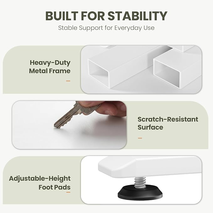 MALOL 59" L Shaped Electric Standing Desk with Drawers, Height Adjustable Desk with Power Outlets & LED Lights, Monitor Stand, Corner Computer Desk for Home Office, White