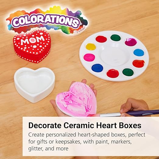 Colorations Decorate Your own Ceramic Heart Boxes, Set of 6