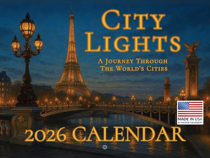 City Lights Calendar 2026 Wall 12 Month The World Monthly Around Scenic Cities