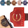 Personalized Mark Bookmark with Pen Holder, Leather Magnetic Book Marker 26 Letters,Custom Initials Page Marks, Gifts for Book Lovers Readers Men Women (Red, I)