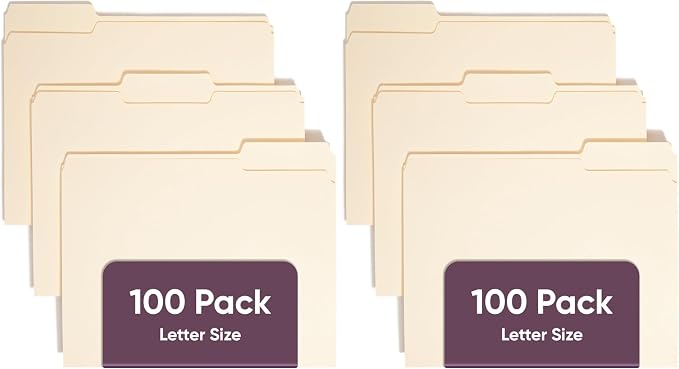 Smead File Folder, 1/3-Cut Tab, Letter Size, Manila, Assorted Positions, 100 Per Box (10330) (Pack of 2)