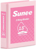 SUNEE 3 Ring Binder 1.5 Inch D Ring, Clear View Three Ring PVC-Free (Fit 8.5x11 Inches) for School or Office Supplies, Pink, 1 Pack