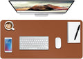 Boutilon Leather Desk Pad Protector,Non-Slip Mouse Pad,Laptop Desk Pad,Office Mouse Mat,Waterproof Leather Desk Blotter,Desk Writing Pad for Office and Home (XXL-Brown,47.2"x 17")