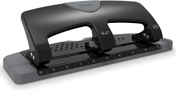 Swingline 3 Hole Punch, 20 Sheet Capacity Three Hole Puncher 3 Ring, Paper Punch, SmartTouch Low Effort, Black & Silver (74133) (Pack of 6)