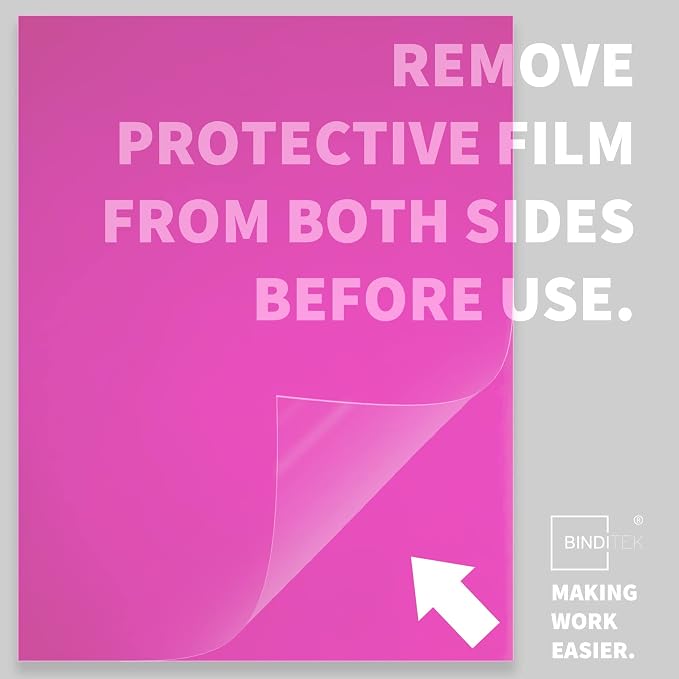 Binditek 20 Pack 10 Mil PVC Binding Presentation Covers, Letter Size, Square Corners, Un-Punched, Multi Color, Office Supplies | Binding Presentation Covers, Letter Size, Multi Color, Square Corners, Unpunched, Ideal for Business Reports and Proposals