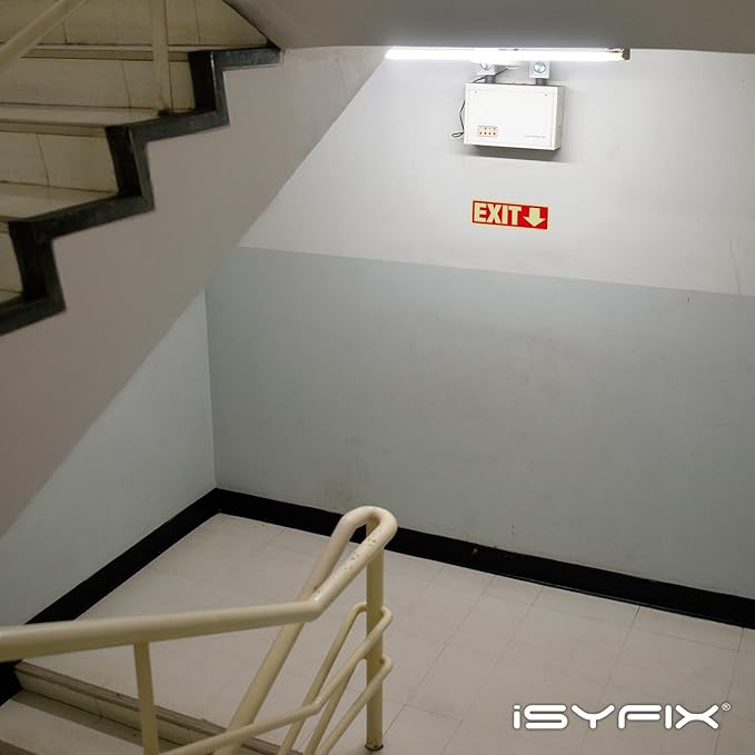 iSYFIX Exit Stickers Signs with Directional Down Arrow 12 Pack 12x4 Inch - Glow in the Dark Photoluminescent Vinyl for Office, School, Business, Warehouse - UV & Weather Resistant for Indoor/Outdoor Use
