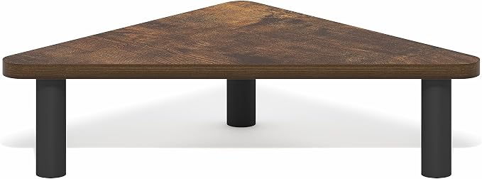 Furinno Turn-N-Tube Monitor Stand Riser, 19.6" Wide Triangle Corner Monitor Riser, Laptop Stand for Desk, Office Desk Accessories, Desktop Organizers and Accessories, Toolless Assembly, Amber Pine