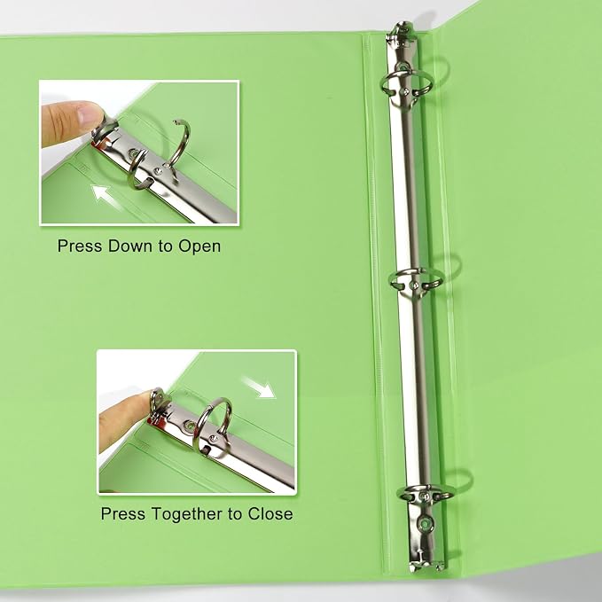 COMIX Sturdy Standard 1 Inch 3 Ring Binder with Clear View Cover | 1"Round Ring,PVC-Free Board,Holds 200 Letter Sheets,Morandi Multicolor for Students & Office,6 Pack (Light Green)