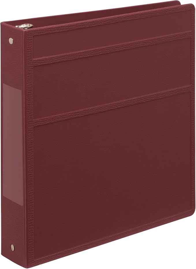 Carstens 1.5-Inch Heavy Duty 3-Ring Binder - Side Opening, Wine, Durable Plastic, No-Gap Rings, Waterproof Cover, No Pockets, Holds 250 US Letter Sheets, BPA-Free, Made in USA (2021-3R), Case of 20
