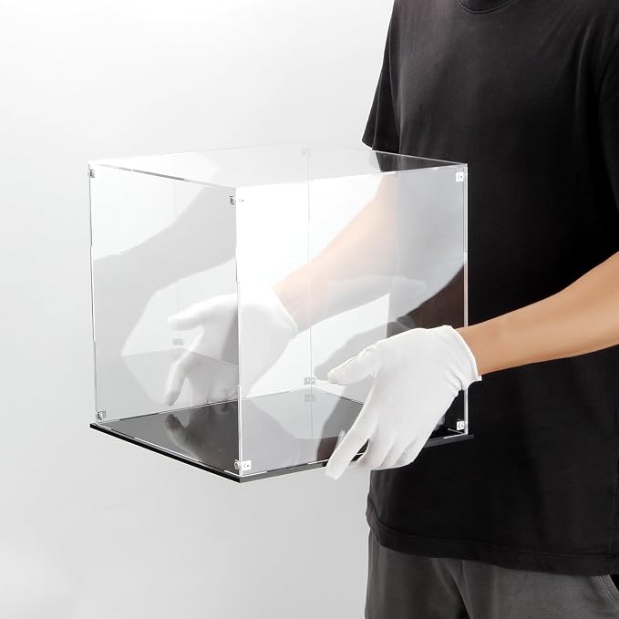11 Inch Assemble Clear Acrylic Display Case for Collectibles | Cube Acrylic Box for Collectibles Showcase, Acrylic Display Box Stand Storage Bin for Action Figures Doll Sport Souvenirs