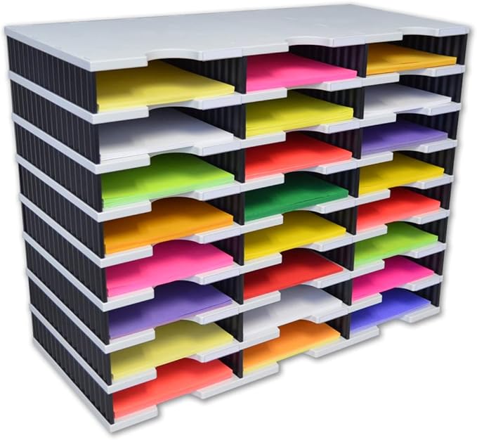 Ultimate Office TierDrop Desktop Organizer, 24 Compartment Sorter, 3-Wide | Sorts documents, forms, mail for office or classroom; modular no-tool assembly design, easily expands with add-on tiers