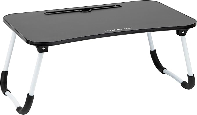 Mind Reader Lap Desk Laptop Stand with Folding Legs, Portable Bed Tray Table for Laptop, Breakfast, Reading, Crafts, MDF, Black