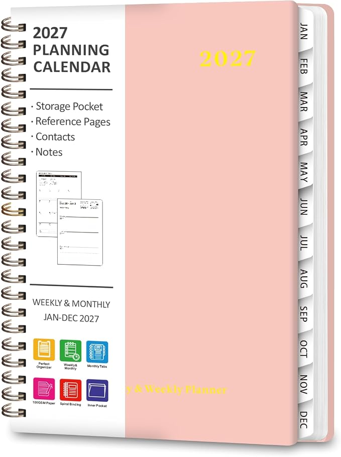 2027 Planner, Weekly and Monthly Calendar Planner Book, A5(6.3'' x 8.5'')