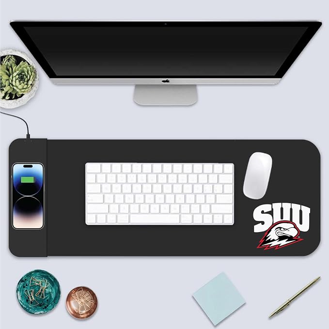 Southern Utah University Classic Wireless Charging Cloth Desk Mat, Durable Office Supplies, Non-Slip Base, Quick Charging Wireless Desk Pad, Black