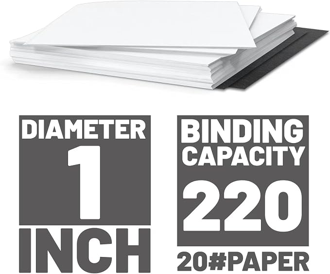 TOTiyea 50 Pack 1" Wire Binding spines,2:1 Pitch,220-Sheet,Letter Size | metal spiral binding coils,Black,0.8mm in thickness, Each spine has a 2:1 pitch and 21 double loops; 360-degree rotation