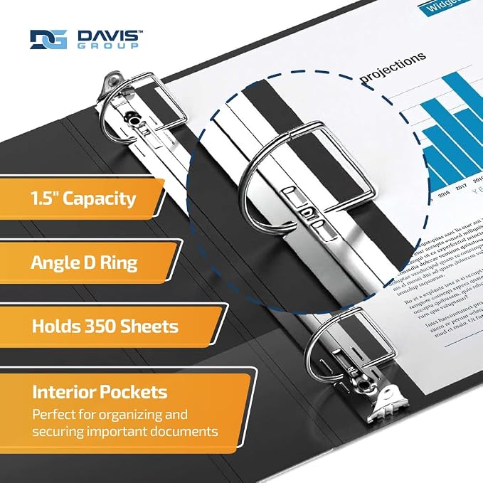 QuickFit PRO Heavy Duty Single Touch View Binder, D Ring, Black, 6 Pack, 1.5 Inch