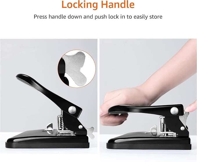 Amazon Basics Semi-Adjustable 3-Hole Punch, 30 Sheet Capacity, Black