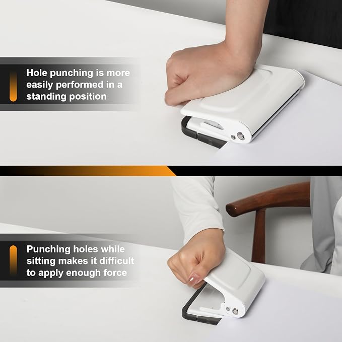 10 Hole Punch Binding Machine for Planners with 10 Multi-Color Binder Rings | 30 Holes on A4, 20 Holes on A5, 26 Holes on B5, 10 Sheet Capacity (White)