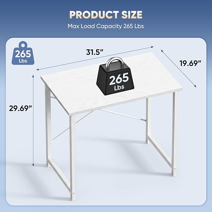 DUMOS 32 in Small Computer Desk for Home Office, Modern Study Work Table Simple Style for Bedroom, Writing Desks with X-Shaped Reinforcement, 2 Pack, White | Modern Study Writing Work Table, Craft PC Desk Simple Workstation with Reinforcement Structure...