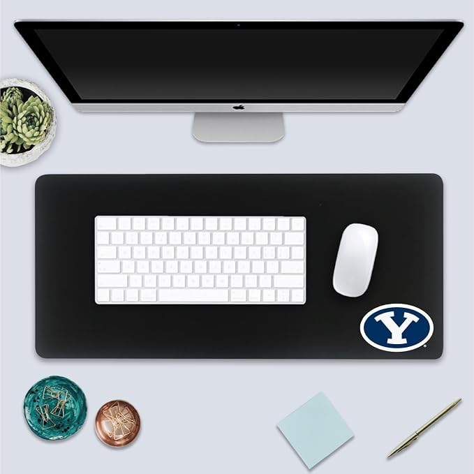 Brigham Young University Classic Cloth Desk Mat, Durable Office Supplies, Non-Slip Base, Responsive Desk Pad with Smooth Cloth Surface, Black