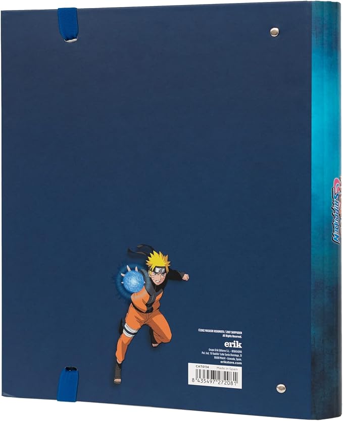 Grupo Erik 4 Ring Binder A4 - Naruto Shippuden | 10.6 x 12.6 inches - 27 x 32 cm - A4 Ring Binder Folder, Document Folder | Naruto Manga Gifts