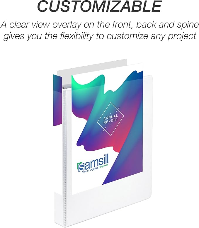 Samsill Durable 1 inch 3 Ring Binder, D Ring Binder, 100% Recycled Chipboard, White, Pallet of 576 Binders in 24 Cartons