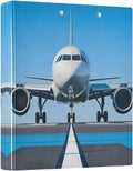 3 Ring Binder White Airplane Aircraft 1.5" Round Ring Binders View Binder with 200 Sheet for Kids School Supplies Women Men Office, 1 Pack