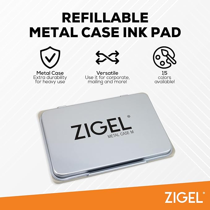2 Pack Metal Case Stamp Pad Medium Size, Blue Color - Size: 3" x 4" - Choose from 15 Ink Colors