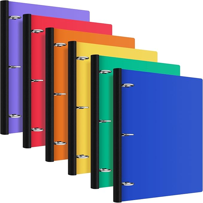 Henoyso 6 Pcs 0.75 Inch Telescoping 3 Ring Binder with Expandable Telescoping Spine 175 Sheets Capacity 3 Round Rings Flexible Plastic Notebook Binder for School, Office(Multicolor)