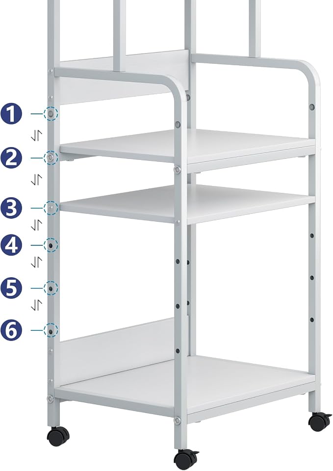Arbuxzuy 4-Tier Printer Stand with Storage Shelf, Mobile Printer Table for Home Office, Adjustable Stand for Printer, Scanner, Fax (White)