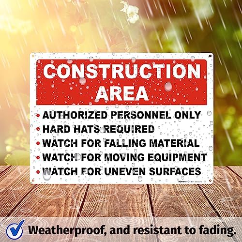 BRIMAR Construction Area Rules Sign, 14 X 10-Inch Aluminum, Weatherproof