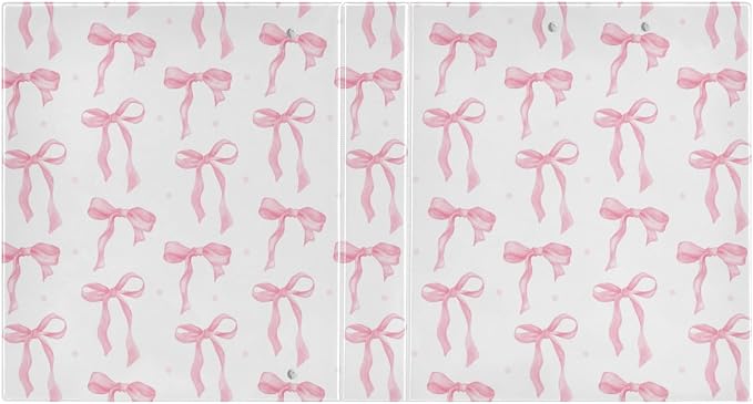 Cute Pink Bow Binder 3 Ring1.5 Inch Binder with Clipboard&Pockets, Preppy Coquette Bowknot Hardcover Binders Heavy Duty Large File Folder for Office School Supplies-Holds 200 Sheets, 2 PC