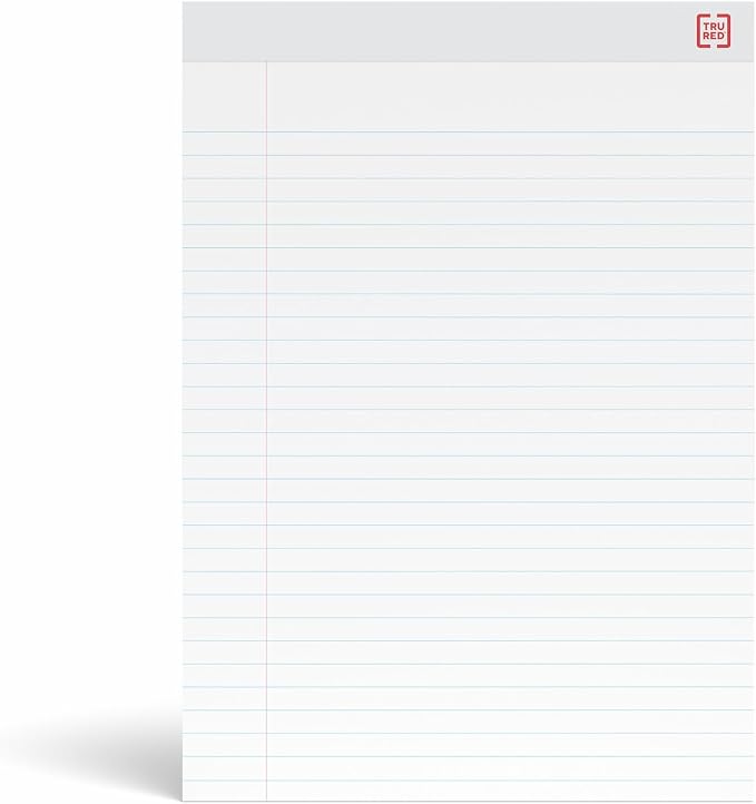 STAPLES Notepads, 8.25x11.75 Inch, Wide Ruled, White, 72-Pack