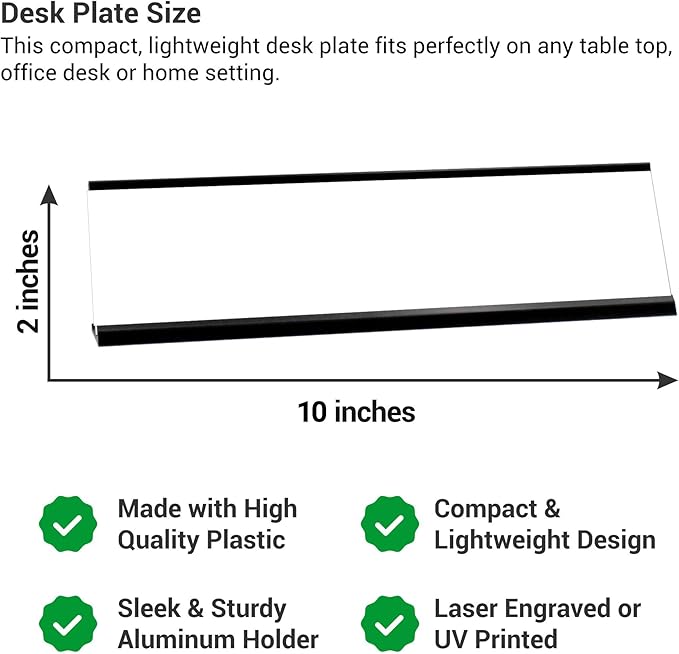Custom Engraved Desk Plate | Personalized with your Name and Title | Perfect Decor for Office, Business, or Home | Multiple Font and Color Options | 2x8" or 2x10" (Pink w/White Letters, 2x10")