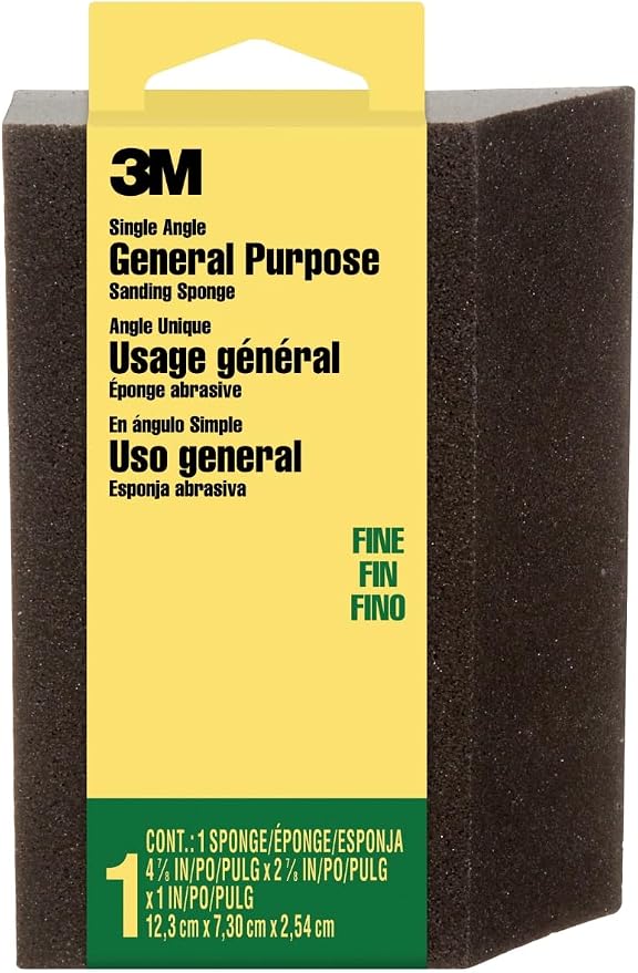 3M Sanding Sponge Single Angle, Fine grit, 4.875-in x 2.875-in by 1-in