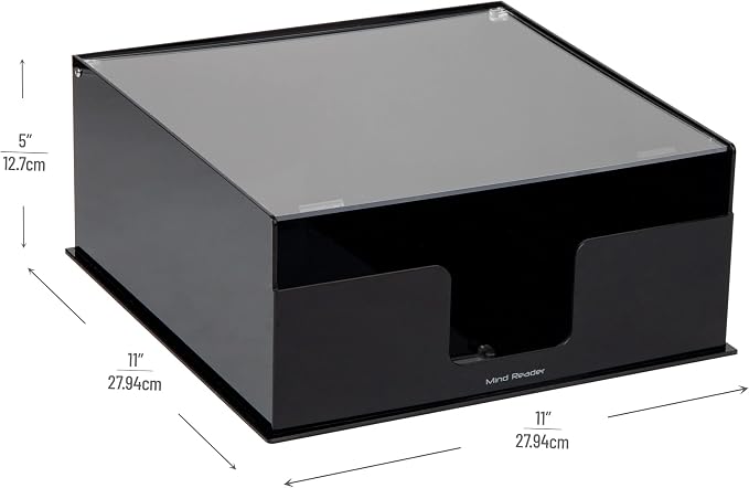 Mind Reader Paper Plate Holder, Covered Dispenser, Dinner Party Essentials, Plate Caddy, Acrylic, 11"L x 11"W x 5"H, Black