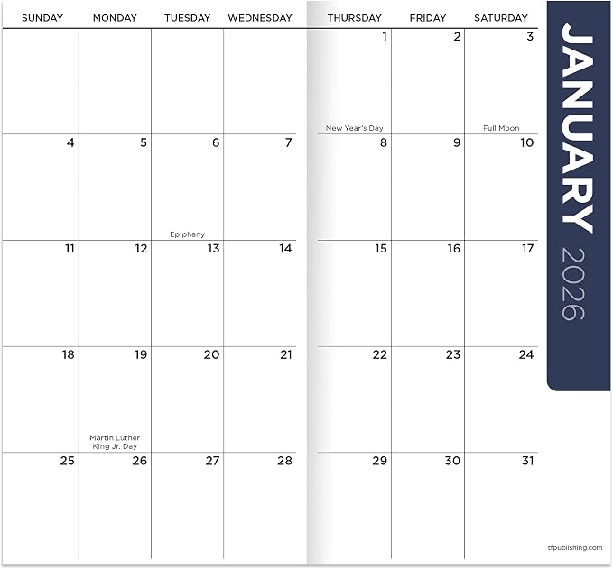 TF Publishing 2026-2027 Maxine Small Monthly Pocket Planner with 2 Page Large Calendar Grid and Lined Notes Section - 2 Year Pocket Calendar 2026-2027 Perfect for Purse - 3.5in x 6.5in