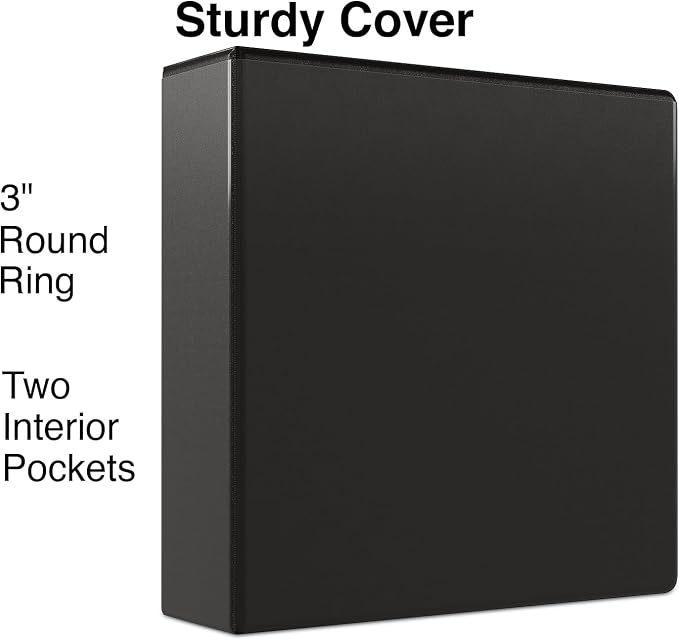 Staples Economy 3" 3‑Ring View Binders, D‑Ring, Black, High‑Capacity 600‑Sheet Storage – 3/Pack
