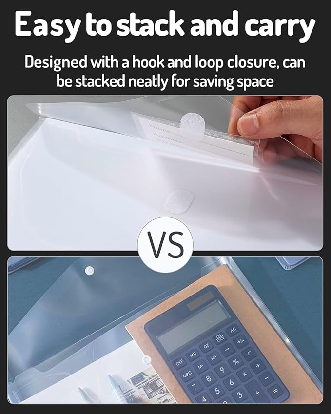 Forvencer Binder Pocket, 48 Pack Super Heavyweight Poly Binder Pocket | Binder Sleeve with Tight Closure, Binder Folders Side Loading, 3 Ring Binder Pocket, Binder Dividers with Pockets, Clear