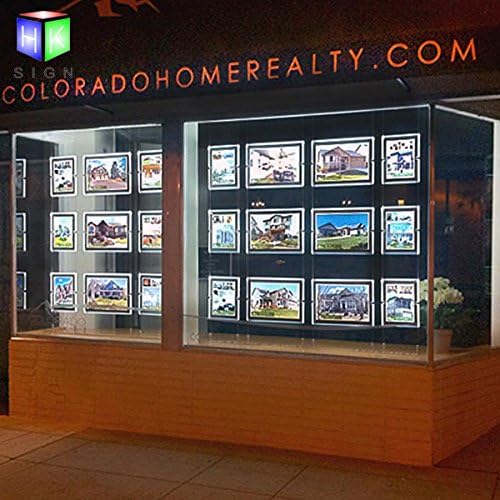 Real Estate Window Hanging Acrylic Photo Frame Advertising Display Office Led Store Sign Holders(Vertical,3pcs A4 a row)