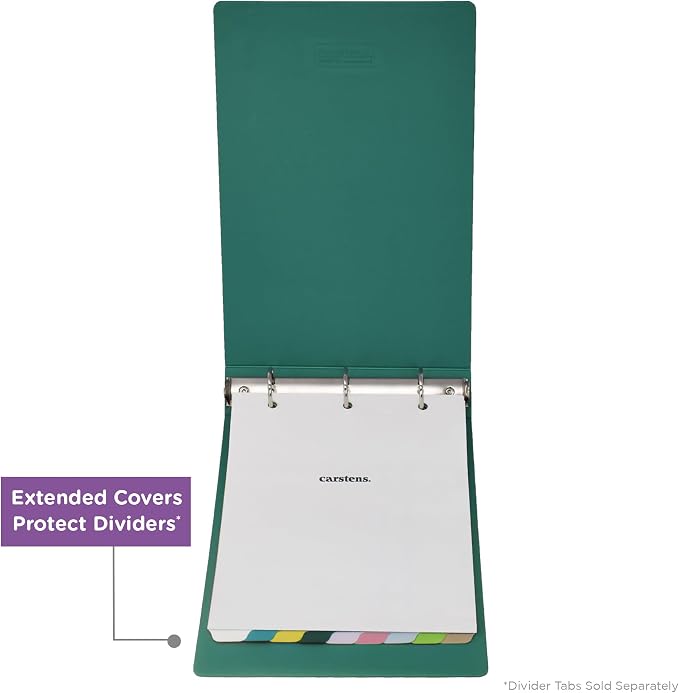 Carstens 3-Inch Heavy Duty 3-Ring Binder - Top Opening, Teal, Durable Plastic, Precision No-Gap Rings, Waterproof Cover, No Pockets, Holds 400 US Letter Sheets, BPA-Free, Made in USA (1715-3R)