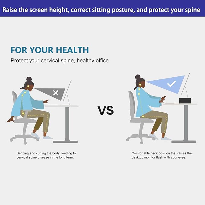 Catekro Monitor Stand Riser, 2 Tiers Wood Monitor Riser Stand Brown | Multi-Purpose Desktop Organizer Riser with Storage Organizer for Computer, Laptop, Printer