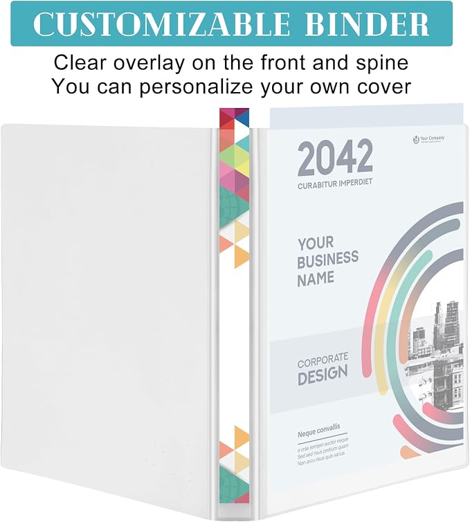 Fulmoon 12 Pcs Economy View 3 Ring Plastic Binder 12.2 x 9.8 Inch Plastic Round Ring Binders with Pockets Notebinder for Meetings for Home, Office, School(White,1 Inch)
