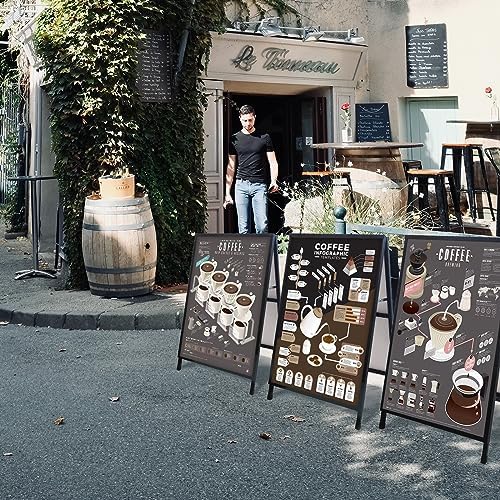 YDisplay A Frame Sidewalk Sign 24x36 inches Sandwich Board Signs Outdoor Heavy Duty Double-Sided,including 2 Anti-Glare Covers & Corrugated Boards for Business Indoor Outdoor,Black