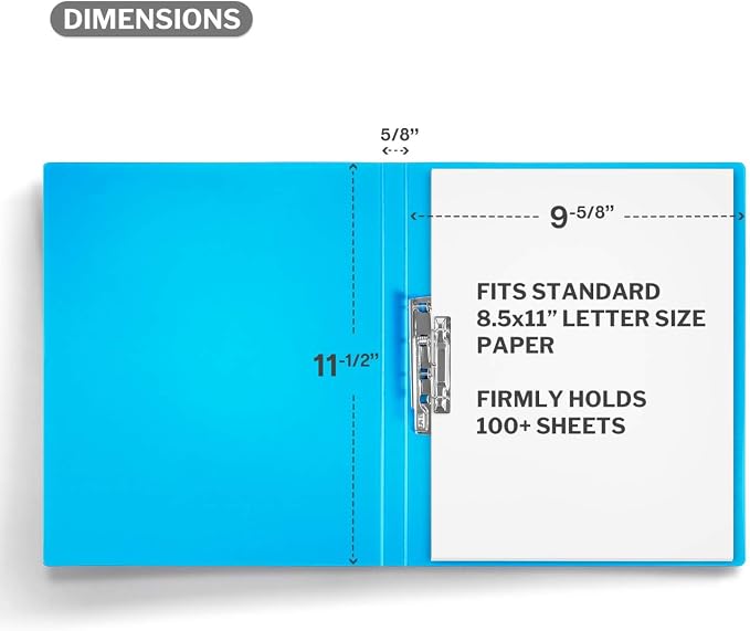 CRANBURY Punchless Clamp Binder, Ringless 8.5x11 Folder, Blue | CRANBURY Punchless Clamp Folder, 8.5x11 Clear File, Metal Clip, Poly Cover