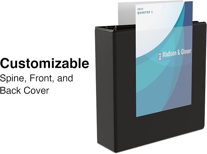 Staples 1" 3-Ring View Binder, Black, 4/Pack