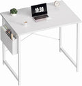 OLIXIS Small Computer Desk, 31 Inch Gaming Desks for Home Office | Writing Study Craft Work Table, Computer Workstation for Bedroom Small Spaces with Storage Bag, All White