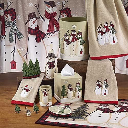 Avanti Linens - Wastebasket, Resin Bathroom Accessories, Christmas Decorations (Snowmen Gathering Collection)